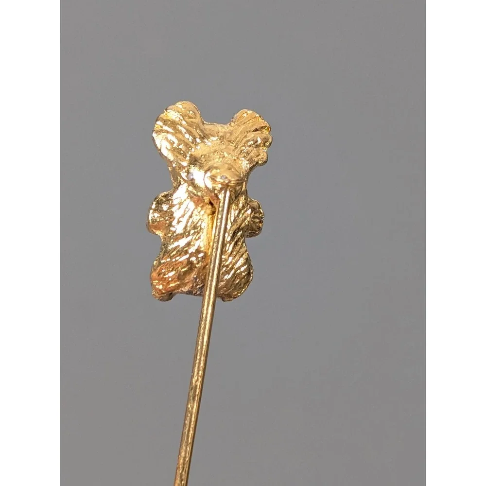 Vintage Gold Tone Koala Bear Faux Opal Stick Pin Lapel Hat Tie Pin